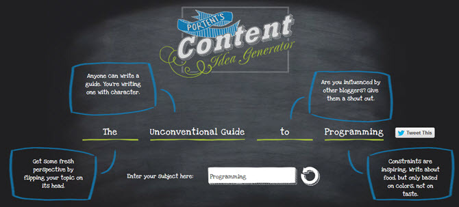 gerador de ideias de conteúdo do portent