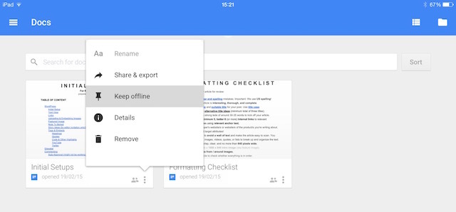 off-line docs ipad