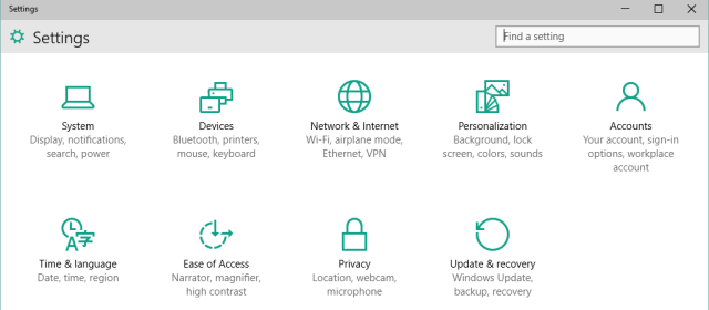 Configurações do Windows 10