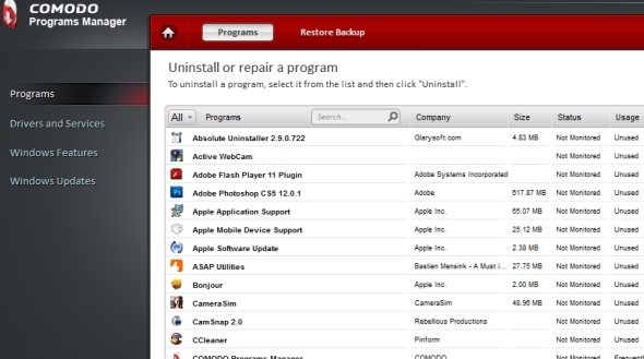 Como desinstalar programas no Windows 8 Comodo Programs Manager Uninstaller do Windows