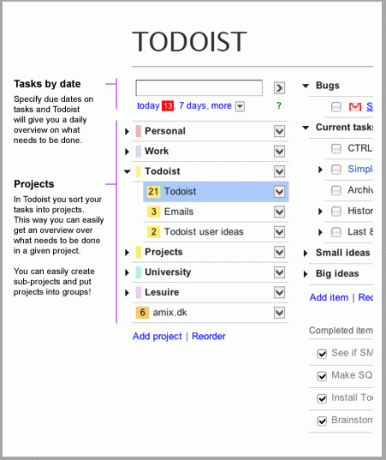 captura de tela todoist