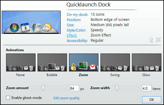 ObjectDock: personalize rapidamente sua área de trabalho e aumente sua funcionalidade [Windows] Efeito home das configurações do ObjectDock