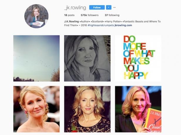 jk rowling instagram