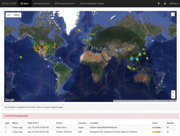 Mapa de desastre do RSOE EDIS