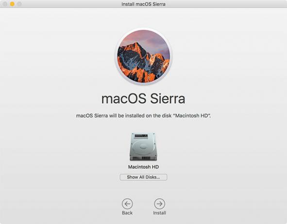 Prompt de instalação do MacOS Sierra