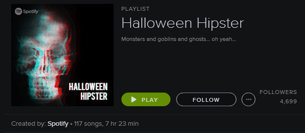 Lista de reprodução Spotify - Halloween Hipster