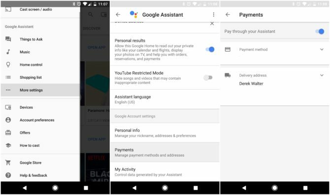 pagamento de configuração do assistente do google