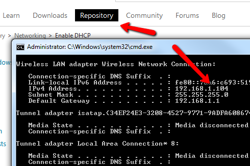 alterar script de configurações de rede