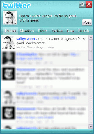 ópera addon widget twitter