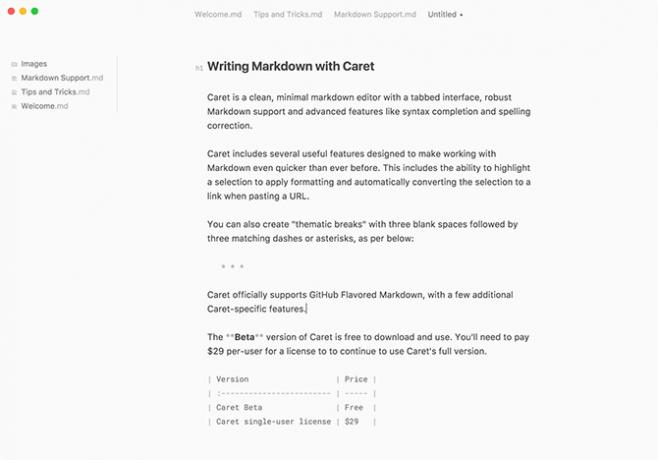 Editor Caret Markdown