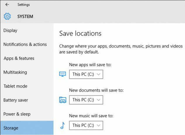 Local de armazenamento do Windows 10