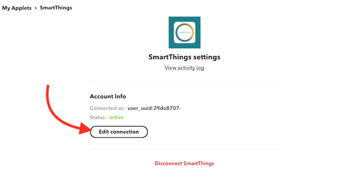 Como configurar e usar o sistema Samsung SmartThings editar a conexão com ifttt