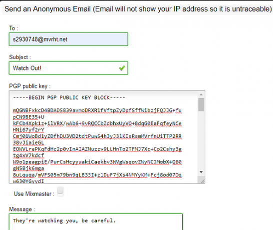 interface de e-mail anônimo da cyber atlantis