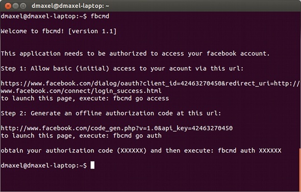linha de comando do facebook linux
