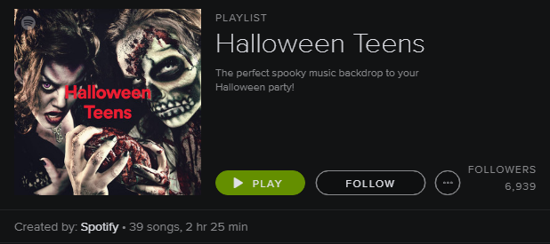 Lista de reprodução Spotify - Halloween Teens