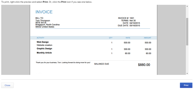 5 QuickBooks Online - visualização da fatura