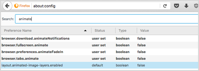 firefox sobre a configuração animada