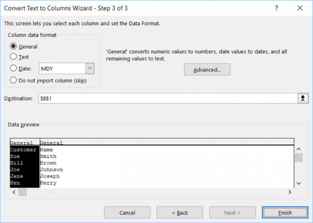 Assistente para Converter Texto em Colunas - Nomes Separados