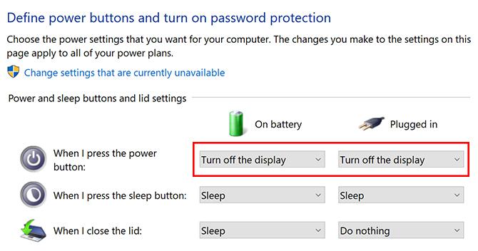 Como desativar uma tela de laptop no Windows 10 com o botão liga / desliga