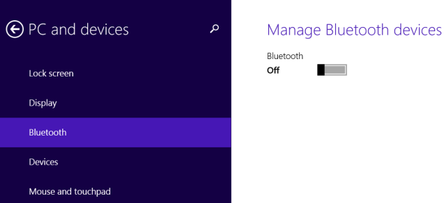 desativar o bluetooth no windows 8.1