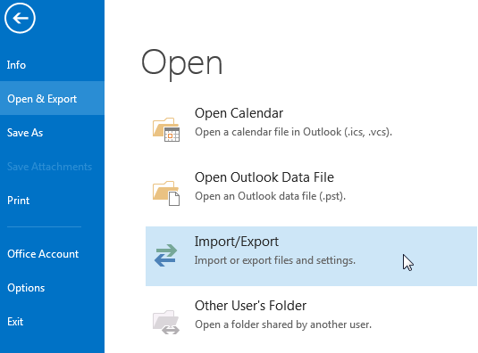 ImportExport do Outlook