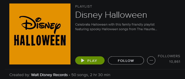 Lista de reprodução Spotify - Disney Halloween