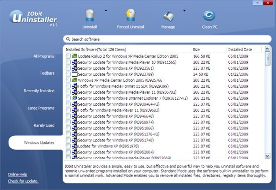 forçar programas de desinstalação