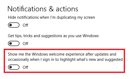 Como desativar a página "Experiência de boas-vindas do Windows" nas configurações da página de experiência do Windows 10