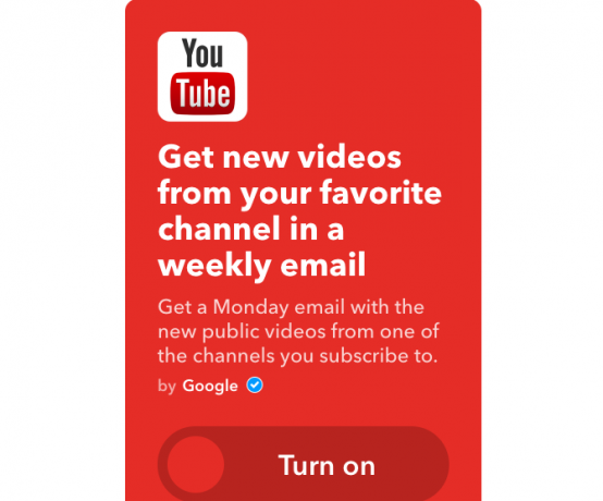 youtube ifttt novos vídeos do canal para email semanal