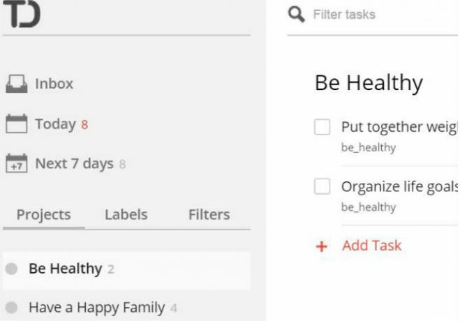 Exemplo de instalação do ToDoist