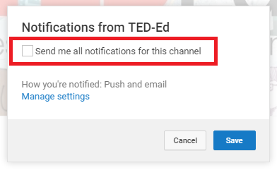 ativar a notificação do youtube