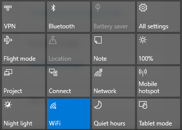 windows 10 ação rápida wi-fi