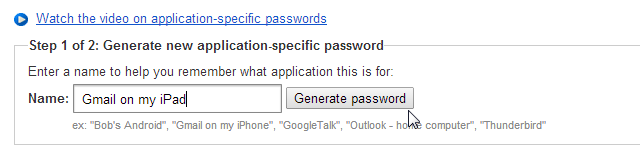 criar senha específica do aplicativo para gmail no ipad