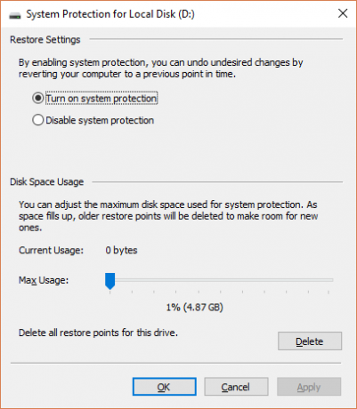 Proteção do sistema Windows 10