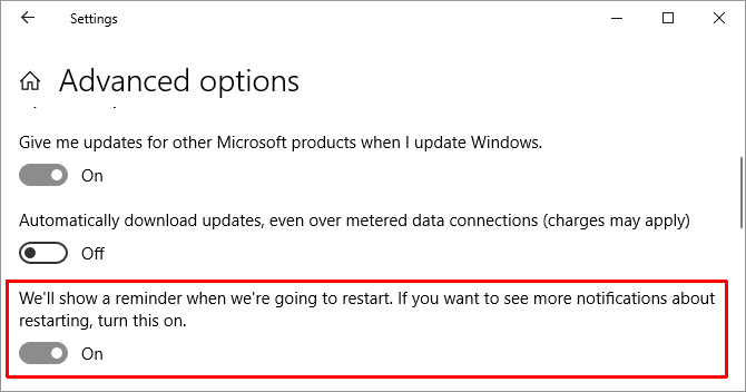 Windows 10 Opções avançadas do Windows Update