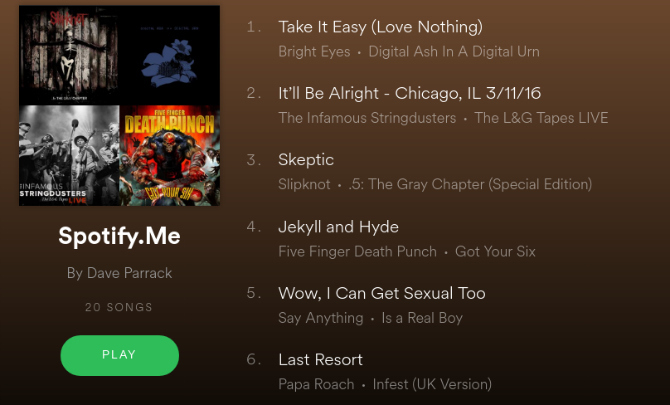 Meu Spotify. Lista de reprodução eu
