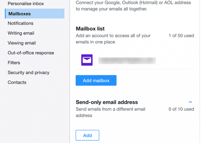 adicionar enviar apenas e-mail para o Yahoo