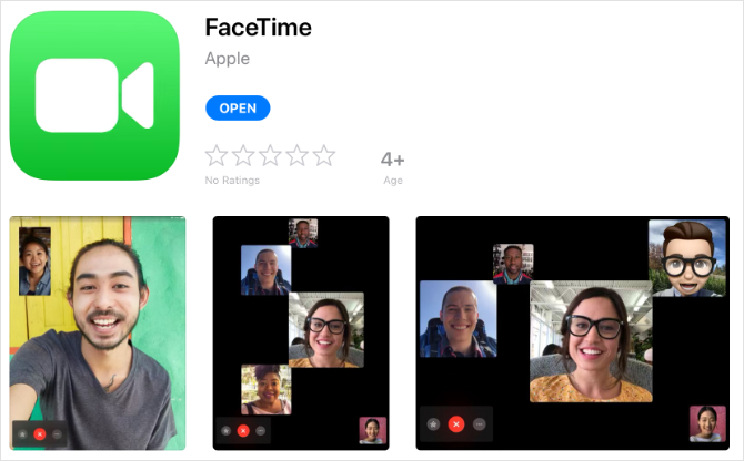 Aplicativo FaceTime na iPad App Store