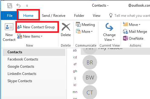 Como enviar e-mails para muitos destinatários no Outlook com uma lista de distribuição Outlook 2016 grupo de contatos de pessoas