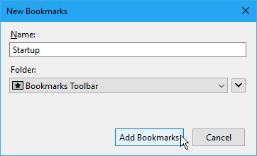 Caixa de diálogo Novos Favoritos no Firefox