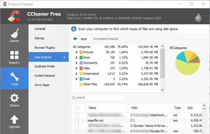 6 dicas e truques do CCleaner para limpar efetivamente o computador 05 CCleaner Disk Analyzer