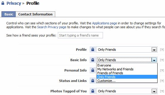 perfil de privacidade do facebook