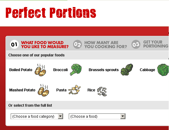 calculadora de porções de comida