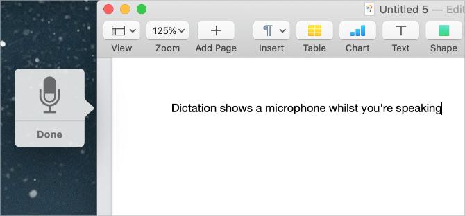 Ícone de microfone de ditado no Mac