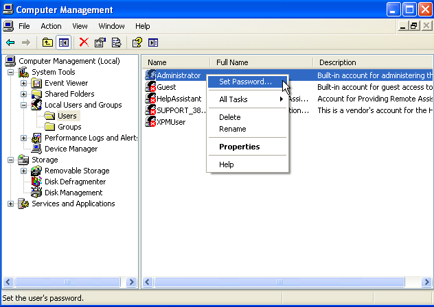 Gerenciamento de computador com Windows XP