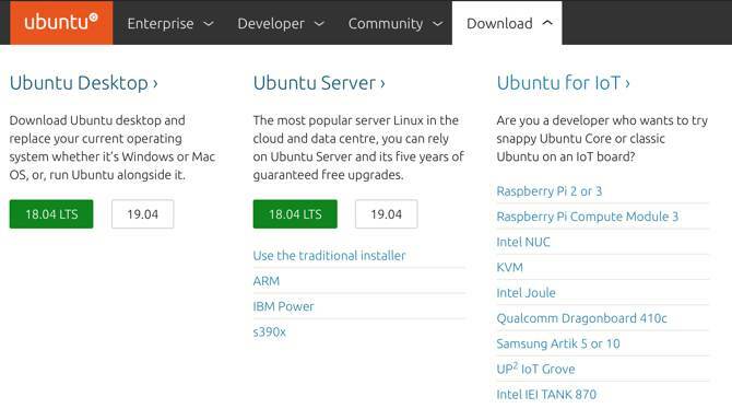 Download do Ubuntu Server no site Ubuntu