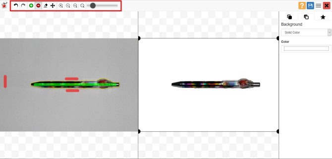Interface do PhotoScissors Online