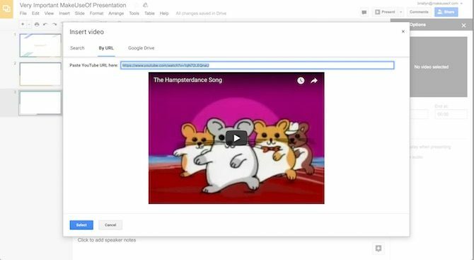 inserir vídeo google slides