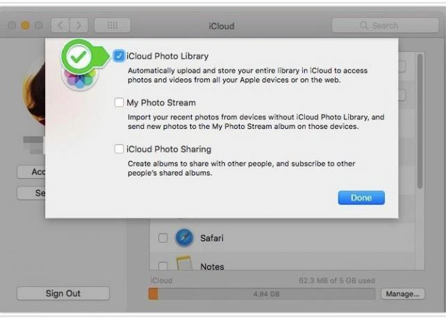 Mac da Photo Library - ativar a sincronização do icloud