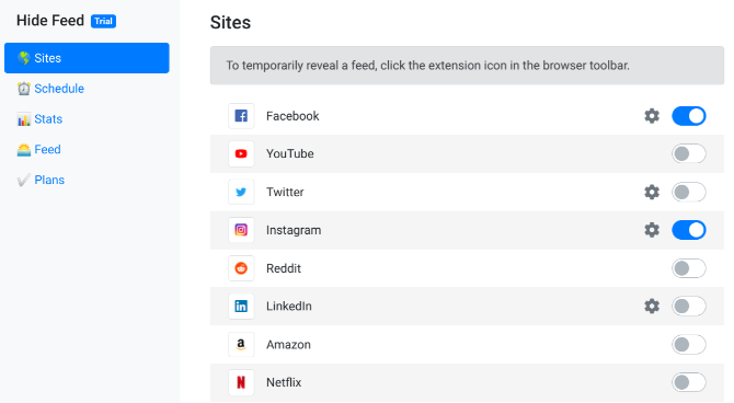 Ocultar a extensão do navegador Feed trata de distrações online sem bloquear sites